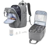 suradar Mochila al Vacio con Bomba Vacuum Backpack Mochila Compresion al Vacio Viaje Cabina Avion 40x20x25 Equipaje de Mano con Sistema de Compresion para Hombre y Mujer Gris