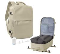 suradar Mochila al Vacío, Mochila Viaje Vacio con Bomba Travel Backpack Bolsa de Cabina Avion 45x36x20 para EasyJet Equipaje de Mano con Sistema Compresion para Hombre y Mujer Caqui