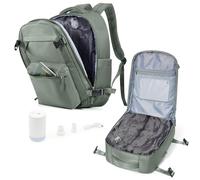 suradar Mochila Compresion al Vacio Aire Vacuum Backpack Cabina Avion Mochila Viaje al Vacio con Bomba Equipaje de Mano 45x36x20 con Sistema Compresion Travel Backpack para Hombre Mujer Verde Militar