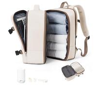 suradar Mochila de viaje al vacío con bomba de compresión, mochila de compresión al vacío para bolsas de cabina Ryanair de 40 x 20 x 25 pulgadas, bolsa de aire Ryan de 40 x 20 x 25 pulgadas, Beige con
