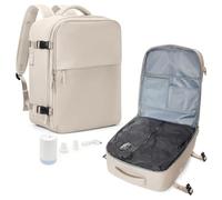 suradar Mochila Viaje al Vacio, Mochila Vacio con Bomba Travel Backpack Bolsa de Cabina Avion 45x36x20 para EasyJet Equipaje de Mano con Sistema Compresion para Hombre y Mujer Marrón grisáceo