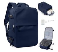 suradar Mochila Viaje Vacio con Bomba Mochila al Vacío Travel Backpack Bolsa de Cabina Avion 45x36x20 para EasyJet Equipaje de Mano con Sistema Compresion para Hombre y Mujer Azul Marino