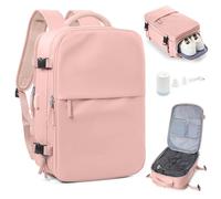 suradar Mochila Viaje Vacio con Bomba Mochila al Vacío Travel Backpack Bolsa de Cabina Avion 45x36x20 para EasyJet Equipaje de Mano con Sistema Compresion para Hombre y Mujer Rosa
