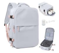 suradar Mochila Viaje Vacio con Bomba Mochila al Vacío Travel Backpack Bolsa de Cabina Avion 45x36x20 para EasyJet Equipaje de Mano con Sistema Compresion para Hombre y Mujer Gris