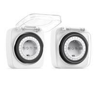 SURAIELEC Juego de 2 temporizadores mecánicos IP44 impermeables para | Programa de 24 horas, intervalo de 15 minutos, ciclo diario, interruptor deslizante, 230 V 16 A, 3680 W, exterior, jardín