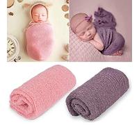 Surakey 2 piezas de accesorios para fotos de recién nacidos, envoltura para sesión de fotos de recién nacidos, manta para envolver bebés, tejido elástico, accesorios para fotografía de bebé