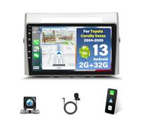 Surakey 2G+32G Android 13 Radio de Coche para Toyota Corolla Verso 2004-2009 con Wireless CarPlay Android Auto 9 Pulgadas Radio con Bluetooth GPS WiFi FM Control del Volante Micrófono Invertir Cámara