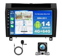 Surakey 4G+64G Android 14 Radio Coche para Mercedes Benz SLK 2004-2011 con Inalámbrico CarPlay Android Auto 9 Pulgada Radio con GPS WiFi Bluetooth FM SWC Microfono+Telecamera Posteriore