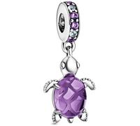 SURALIN 1 paquete de pulsera con dijes de cuentas de tortuga, compatible y collares de pulsera de mujer europeos, regalo del día de la madre - Púrpura