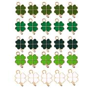 SURALIN 25 uds trébol de cuatro hojas de la suerte, colgantes de trébol de cuatro hojas de la suerte collares de Metal dijes para pulseras DIY colgante de amuleto de la suerte
