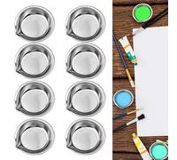 SURALIN 8 Piezas Cuencos de Pintura de Acero Inoxidable Cuenco de Pintura Redondo Pequeño, Cuenco de Pintura de Acero Inoxidable para Mezclar Pinturas de Acuarela