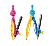 SURALIN Juego de 2 brújulas de estudio ergonómicas para matemáticas y geometría, herramienta de dibujo redonda, brújula con lápiz, brújula con portalápices