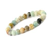 SURALIN Pulsera de amazonita de 1 pieza, pulsera de cuentas de cristal con corte de diamante de 8 mm, pulsera elástica con cuentas redondas