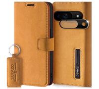 SURAZO Funda de Piel para Google Pixel 9 5G, Funda Plegable de Piel auténtica, Funda Protectora [imán, Tarjetero, protección RFID, función Atril, protección de cámara] Funda de Piel con Tapa