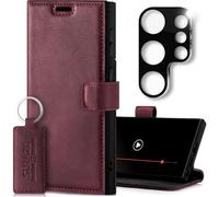 SURAZO Funda de Piel para Samsung Galaxy S25 Ultra con Protector de cámara y Soporte, Funda de Piel auténtica de Primera Calidad con Tarjetero, protección RFID - Funda de Piel con Tapa Hecha a Mano