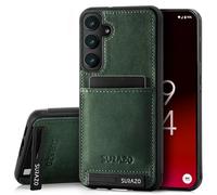 SURAZO Funda de Piel sintética para Samsung Galaxy A55, Resistente a los Golpes, con Tarjetero, función Atril, Llavero, Color Verde Oscuro