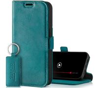 SURAZO Funda Fina magnética para Apple iPhone 15 Pro MAX, de Piel, Plegable, con Tarjetero, protección RFID, Color Turquesa