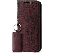 SURAZO Funda magnética inteligente para Samsung Galaxy A13 5G (6,5 pulgadas), piel auténtica de, con ranuras para tarjetas, protección RFID, diseño de flores, hecha a mano