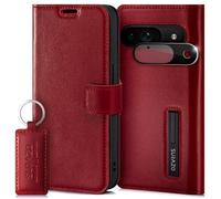 SURAZO Funda para Google Pixel 9 5G de Piel auténtica, con imán, Tarjetero, protección RFID, función Atril, protección para cámara, Color Rojo