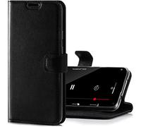 SURAZO Funda para iPhone SE 2020 - Funda premium de piel con [función atril, tarjetero, protección RFID] - Funda plegable tipo cartera hecha a mano para Apple iPhone SE 2020 (negro)