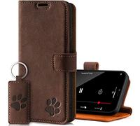 SURAZO Funda para Xiaomi 12 Pro 5G - Funda de Piel auténtica Premium con diseño de Pata - Funda Vintage [función Atril, Tarjetero, Llavero] Funda de Piel Hecha a Mano RFID (marrón Nuez)