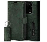 SURAZO Funda Premium para Xiaomi 13 5G Funda de Piel - Funda Plegable de Piel Auténtica [Magnético, Tarjetero, Protección RFID, Estampado Floral] Funda Flip Funda Cartera Funda de Cuero (Verde)