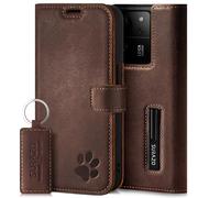 SURAZO Funda Premium para Xiaomi 13T Pro & 13T 5G - Funda de Piel auténtica con diseño de Pata - Funda RFID [con imán, función Atril, Tarjetero] Funda de Piel (marrón Nuez)