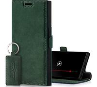 SURAZO Funda Protectora para Samsung Galaxy S23 Ultra, de Piel auténtica, Cartera RFID con Tarjetero, Cierre magnético, Soporte, Funda con Tapa y Protector de Pantalla (Verde Oscuro)