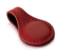 SURAZO Marcapáginas de piel con imán, hecho a mano de piel auténtica, 10 cm x 3 cm, marcapáginas para libros, color rojo, estilo vintage, marcador de cuero para lectores, regalo elegante para hombres
