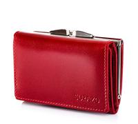 SURAZO® Monedero de Piel para Mujer con 12 Ranuras para Tarjetas [protección RFID] [Compartimento para Monedas] Cartera de Piel auténtica para Mujer, Cartera con Tapa, Rojo, Medium