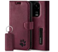 SURAZO Premium Handyhülle für Xiaomi 13 Pro 5G - Echtleder Schutzhülle mit Paw Motiv - RFID Klapphülle [Magnet, Standfunktion Kartenfach] Flip Cover Hülle Leder Case Lederhülle (Borgoña)
