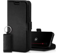 SURAZO Premium Slim Magnet Handyhülle für Samsung Galaxy A54 Hülle Leder - Klappbare Echtleder Schutzhülle [Kartenfach, RFID Schutz Keyring] Klapphülle Wallet Case Cover Lederhülle (Dakota Schwarz)