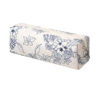 SURBEAV Estuche para lápices, para oficina, universidad, escuela, bolsa de almacenamiento, organizador de maquillaje, bolsa de cosméticos, estuche estético para niñas y niños (flor azul marino)