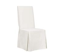 Sure FIT Essential - Funda para Silla de Comedor de Sarga a Medida, algodón, Color Blanco, Larga