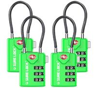 SURE LOCK Candados de equipaje de viaje compatibles con TSA, indicador de inspección, esferas de fácil lectura, aprobadas por la TSA con aleación de zinc, color verde, paquete de 4