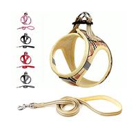 Suredoo Arnés para Perro Pequeños con Correa, Arnés Antitirones Reflectante Cómodo Transpirable Arneses Chaleco para Perros Pequeños Gatos, Cachorros (Beige, XXS)