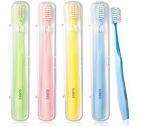 SUREE Cepillo de dientes extra suave para dientes sensibles, 10000 cerdas mejoradas, cepillos de dientes ultra suaves para adultos y ancianos, cepillo de dientes manual portátil con estuche de viaje