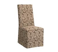 Surefit Home Décor Scroll Long Dining Room Chair One Piece Slipcover, Relaxed Fit, Cotton/Polyester, Machine Washable, Dinning - Brown