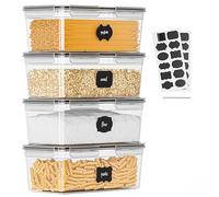 Surejoy 3,5L Botes Cocina Almacenaje 4 Piezas, Recipientes para Alimentos de Plástico Sin BPA, Organizador Cocina, Tapers para Comida Hermetico Contenedores para Cereales, Pasta, Granos, Harina