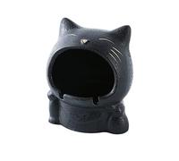SUREK Elegante Cenicero Grande de cerámica con Forma de Gato Creativo, cenicero Bonito para Puros con Ceniza antimoscas para Interior y Exterior, 11x13 cm/4,3x5,1 en Negro fácil de Usar
