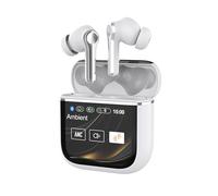 SureTech Audífonos inalámbricos AI Translation, Bluetooth 6.0, ANC/ENC, control de pantalla táctil, impermeables, con funda de carga y puntas de silicona