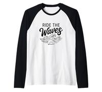 Surf Beach Graphic Surfer Gift Coastal Surfing Lover Camiseta Manga Raglan