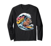 Surf Capybara Funny Beach Retro Summer Wave Manga Larga