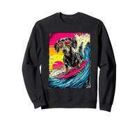 Surf Dachshund Riding Wave Wiener Dog Surfer Sunset Beach Sudadera