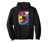 Surf Dachshund Riding Wave Wiener Dog Surfer Sunset Beach Sudadera con Capucha