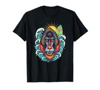Surf Mandrill Monkey Ocean Wave Verano Amanecer Camiseta