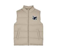 Surf Monkey Chaleco Puffer - Save the ocean - Reciclado - Hombre/Mujer (FR/ES, Letras, L, Regular, Regular, Beige)