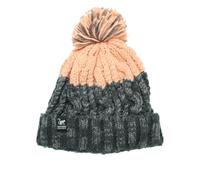 Surf Monkey Gorro de Invierno Unisex con Pompón, Talla Única, Forro Polar Interior (FR/ES, Letras, Talla única, Gris/Rosa)