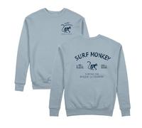 Surf Monkey Sudadera orgánica con Cuello Redondo Save The Oceans (FR/ES, Letras, L, Regular, Regular, Aqua)
