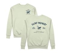 Surf Monkey Sudadera orgánica con Cuello Redondo Save The Oceans (FR/ES, Letras, L, Regular, Regular, Green)